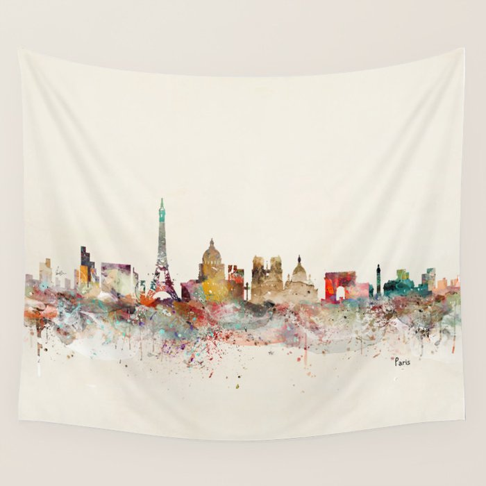 paris city skyline Wall Tapestry Gallery Image 1