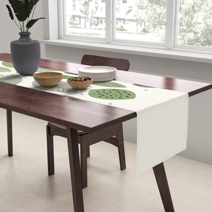 Mid-Century Green Leaves Table Runner Gallery Image 2