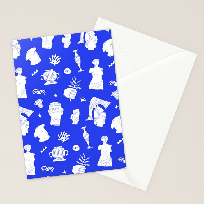 Blue ancient greek art statue pattern Stationery Card Gallery Image 2