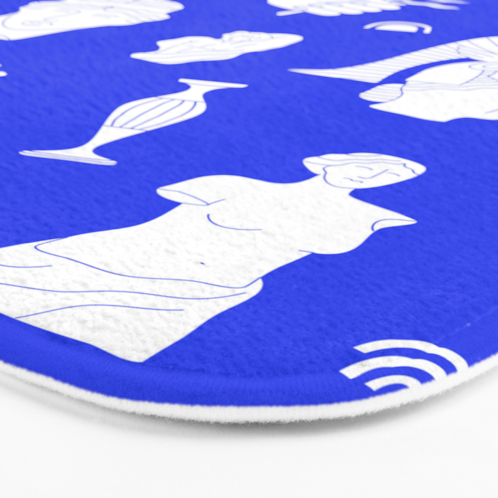 Blue ancient greek art statue pattern Bath Mat Gallery Image 3