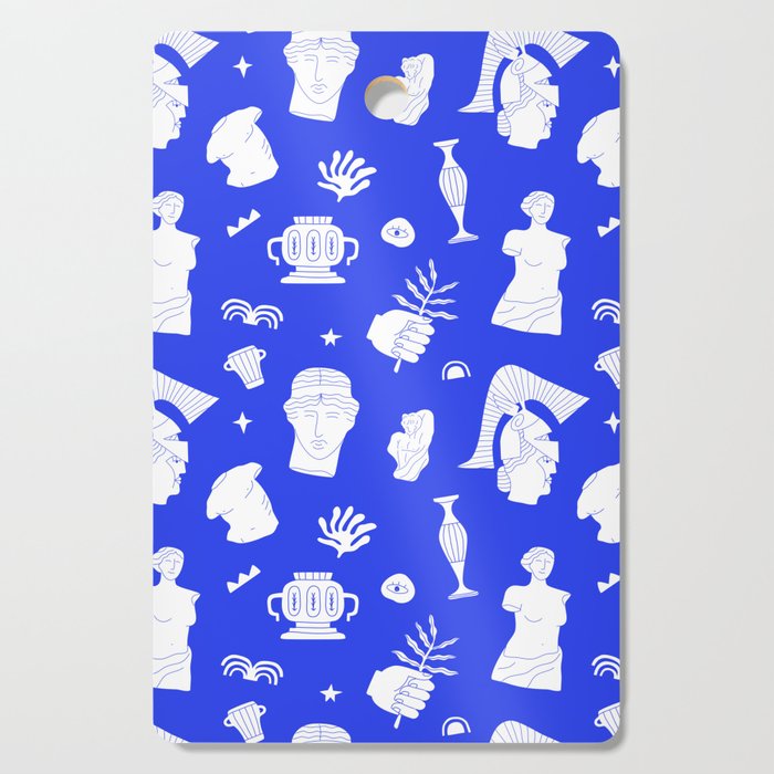 Blue ancient greek art statue pattern Cutting Board Gallery Image 1