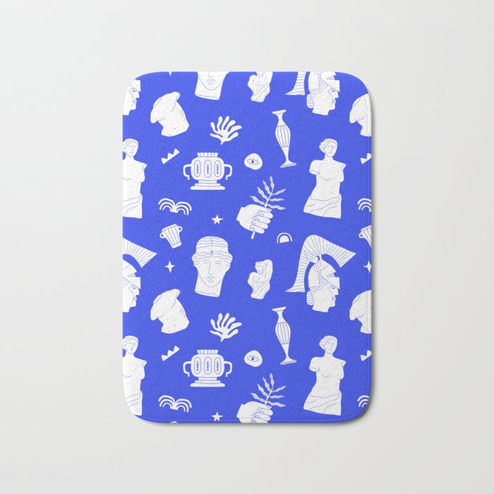 Blue ancient greek art statue pattern Bath Mat Gallery Image 1