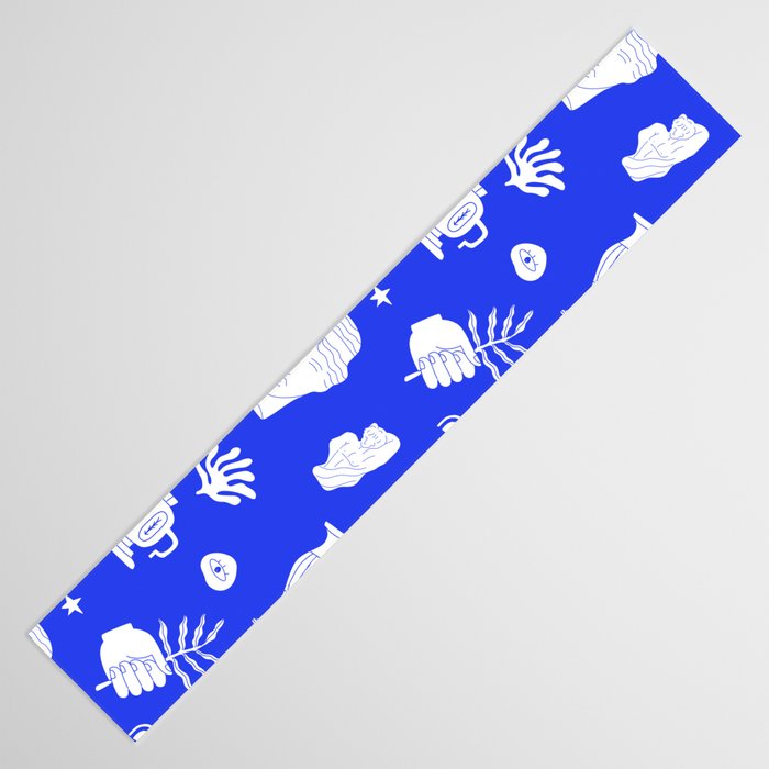 Blue ancient greek art statue pattern Table Runner Gallery Image 3