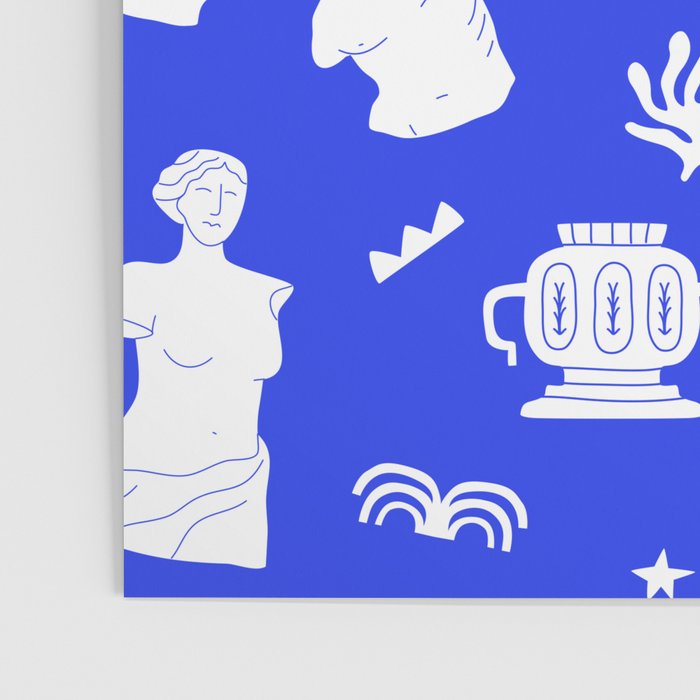 Blue ancient greek art statue pattern Poster Gallery Image 3