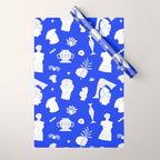 Blue ancient greek art statue pattern Wrapping Paper Gallery Image 1
