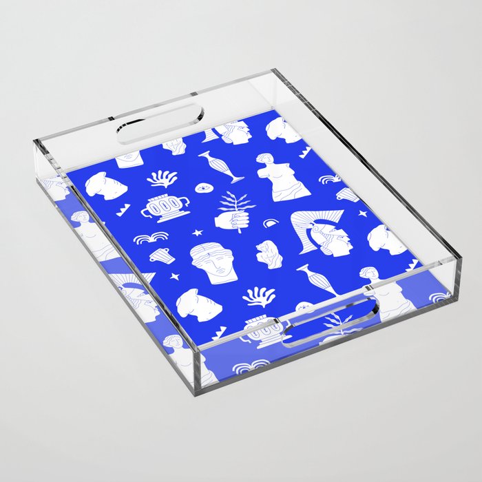 Blue ancient greek art statue pattern Acrylic Tray Gallery Image 1