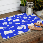 Blue ancient greek art statue pattern Outdoor Rug Gallery Image 2
