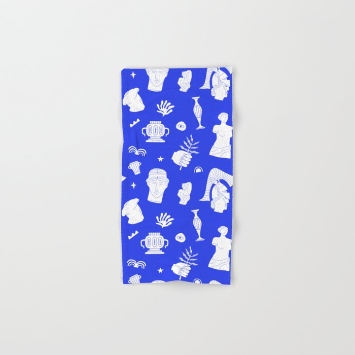 Blue ancient greek art statue pattern Bath Towel Gallery Image 1
