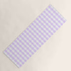 Chalky Pale Lilac Pastel and White Gingham Check Plaid Yoga Mat Gallery Image 1