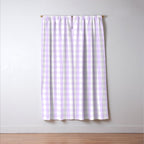 Chalky Pale Lilac Pastel and White Gingham Check Plaid Window Curtain Gallery Image 3