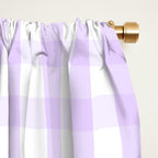 Chalky Pale Lilac Pastel and White Gingham Check Plaid Window Curtain Gallery Image 2