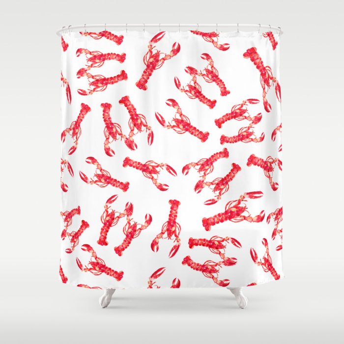 Watercolor Lobster Shower Curtain Gallery Image 1