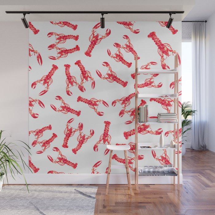 Watercolor Lobster Wall Mural Gallery Image 1