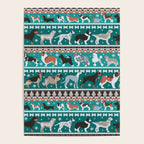 Fluffy and bright fair isle knitting doggie friends // pine and java green background brown orange white and grey dog breeds  Poster Gallery Image 4