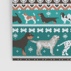 Fluffy and bright fair isle knitting doggie friends // pine and java green background brown orange white and grey dog breeds  Poster Gallery Image 3