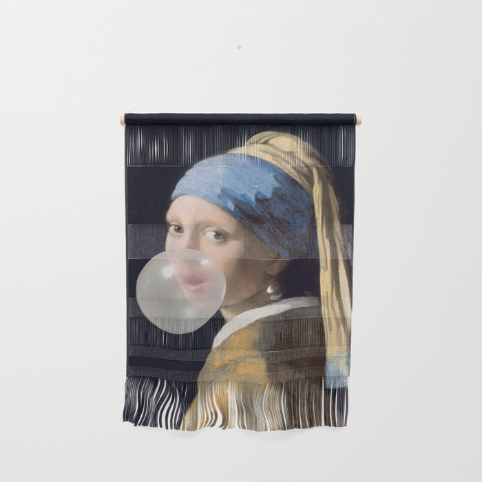 Girl with pearl earring blowing bubble gum Wall Hanging Gallery Image 1