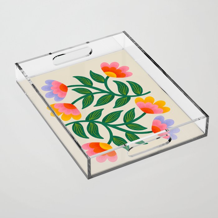 Symmetrical Flowers 1 Acrylic Tray Gallery Image 1