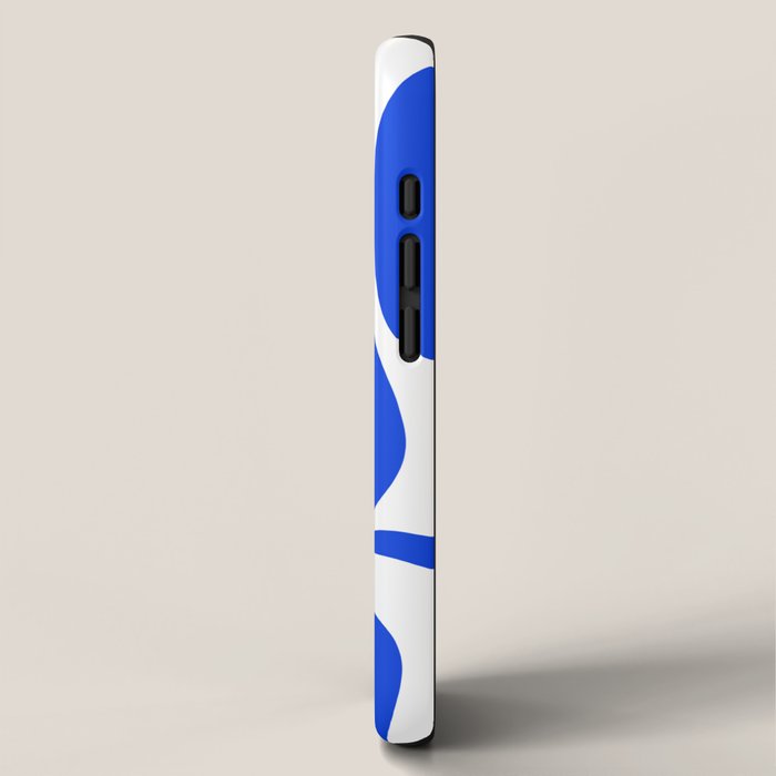 Retro Modern Liquid Swirl Abstract Pattern in Royal Blue and White iPhone Case Gallery Image 2