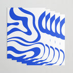 Retro Modern Liquid Swirl Abstract Pattern in Royal Blue and White Wrapping Paper Gallery Image 3