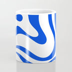Retro Modern Liquid Swirl Abstract Pattern in Royal Blue and White Coffee Mug Gallery Image 4
