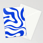 Retro Modern Liquid Swirl Abstract Pattern in Royal Blue and White Stationery Card Gallery Image 2