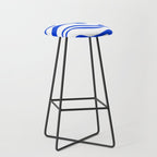 Retro Modern Liquid Swirl Abstract Pattern in Royal Blue and White Stool Gallery Image 1