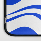Retro Modern Liquid Swirl Abstract Pattern in Royal Blue and White Laptop Sleeve Gallery Image 3