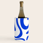 Retro Modern Liquid Swirl Abstract Pattern in Royal Blue and White Wine Chiller Gallery Image 3