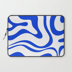 Retro Modern Liquid Swirl Abstract Pattern in Royal Blue and White Laptop Sleeve Gallery Image 1
