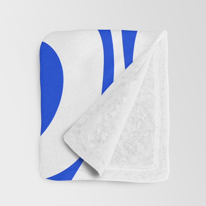 Retro Modern Liquid Swirl Abstract Pattern in Royal Blue and White Throw Blanket Gallery Image 3