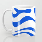 Retro Modern Liquid Swirl Abstract Pattern in Royal Blue and White Coffee Mug Gallery Image 3