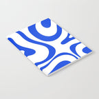 Retro Modern Liquid Swirl Abstract Pattern in Royal Blue and White Notebook Gallery Image 2