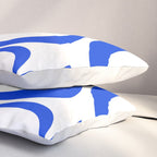 Retro Modern Liquid Swirl Abstract Pattern in Royal Blue and White Pillow Sham Gallery Image 3