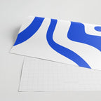 Retro Modern Liquid Swirl Abstract Pattern in Royal Blue and White Wrapping Paper Gallery Image 2
