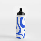 Retro Modern Liquid Swirl Abstract Pattern in Royal Blue and White Water Bottle Gallery Image 2