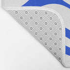 Retro Modern Liquid Swirl Abstract Pattern in Royal Blue and White Bath Mat Gallery Image 2