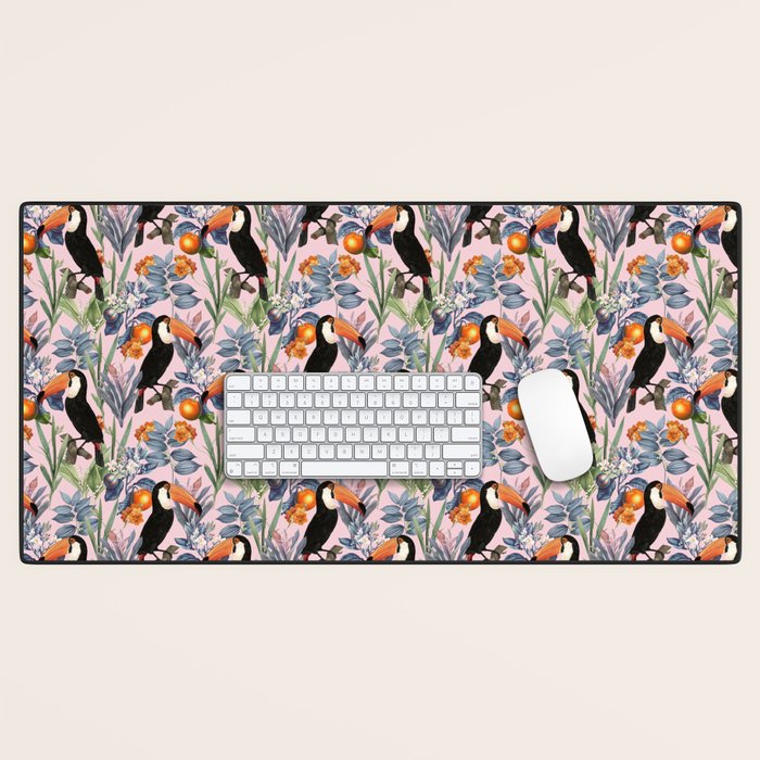 Tucan Garden #pattern #illustration Desk Mat Gallery Image 1
