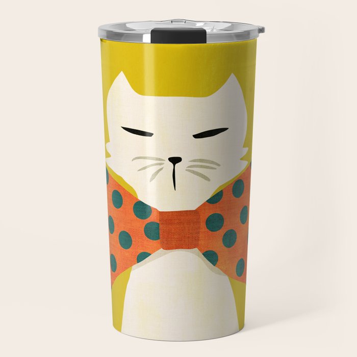 Cat with incredebly oversized humongous bowtie Travel Mug Gallery Image 1