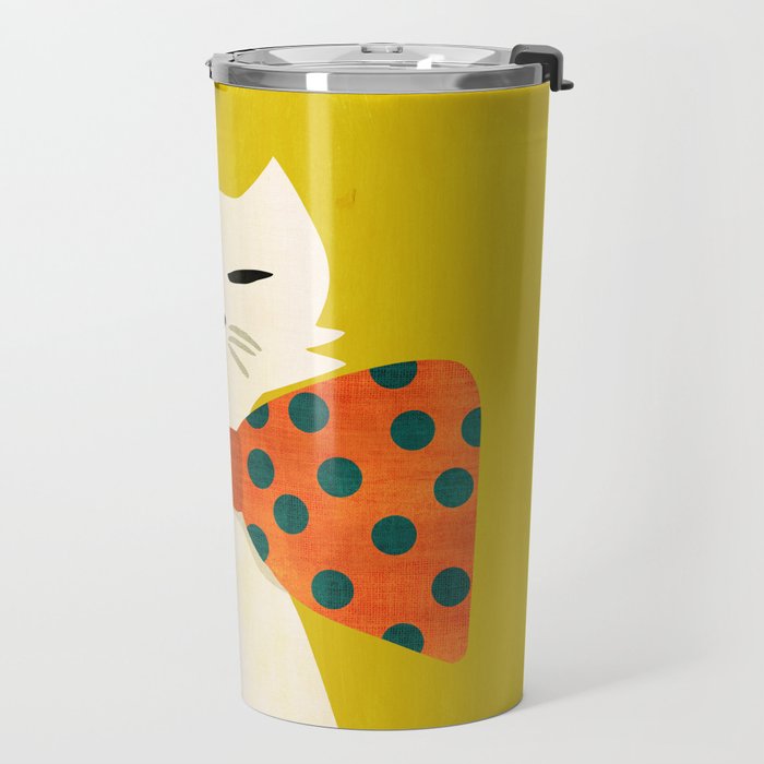 Cat with incredebly oversized humongous bowtie Travel Mug Gallery Image 2