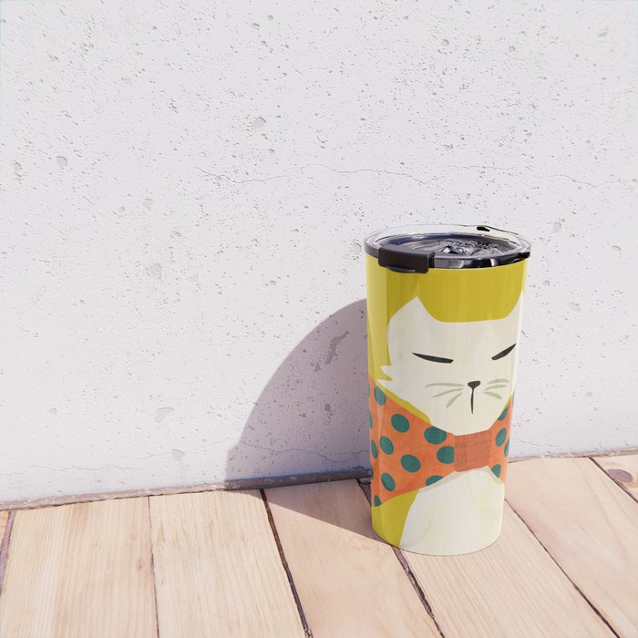 Cat with incredebly oversized humongous bowtie Travel Mug Gallery Image 4