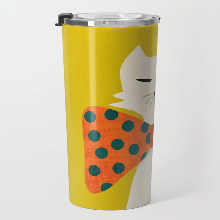 Cat with incredebly oversized humongous bowtie Travel Mug Gallery Image 3
