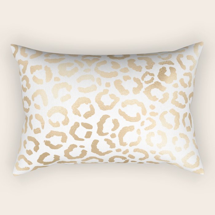 Elegant Gold White Leopard Cheetah Animal Print Rectangular Pillow Gallery Image 2