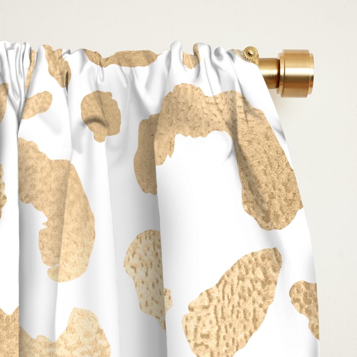 Elegant Gold White Leopard Cheetah Animal Print Window Curtain Gallery Image 2