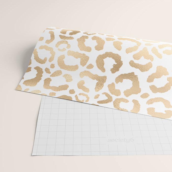 Elegant Gold White Leopard Cheetah Animal Print Wrapping Paper Gallery Image 2