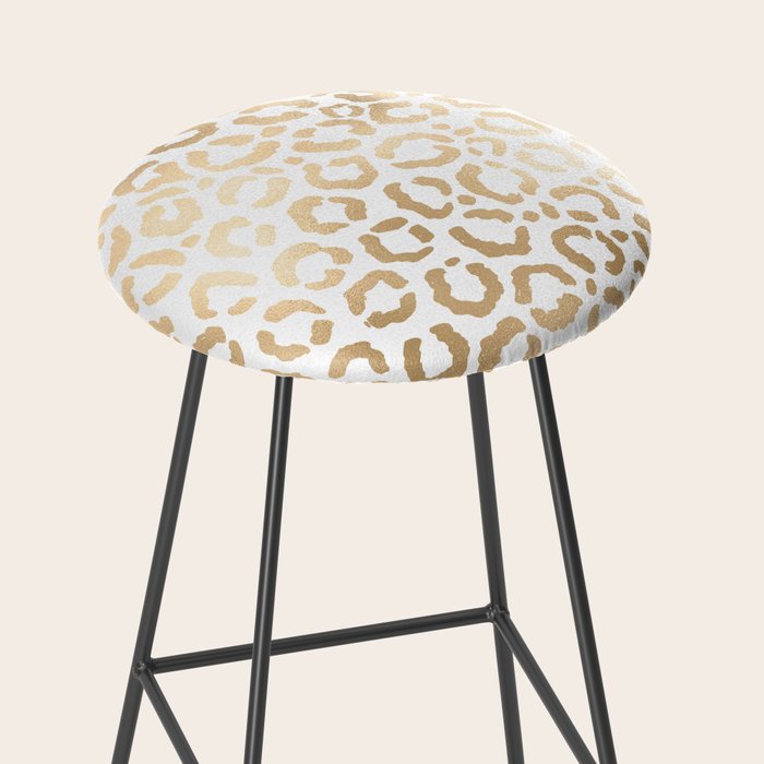 Elegant Gold White Leopard Cheetah Animal Print Stool Gallery Image 2