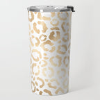 Elegant Gold White Leopard Cheetah Animal Print Travel Mug Gallery Image 2