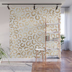 Elegant Gold White Leopard Cheetah Animal Print Wall Mural Gallery Image 1