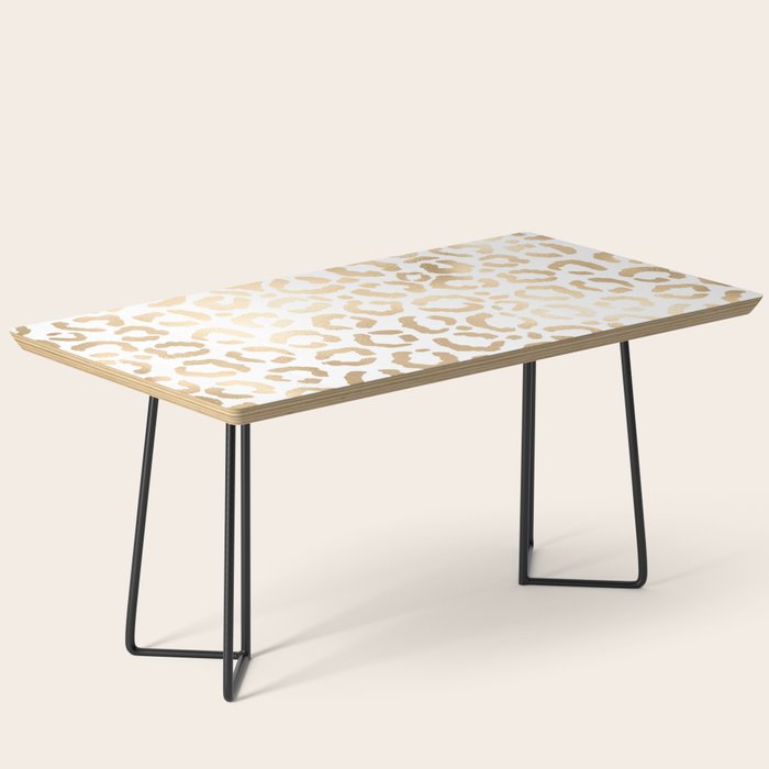 Elegant Gold White Leopard Cheetah Animal Print Coffee Table Gallery Image 1