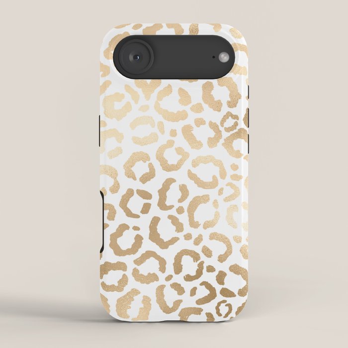 Elegant Gold White Leopard Cheetah Animal Print iPhone Case Gallery Image 2