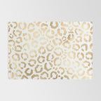 Elegant Gold White Leopard Cheetah Animal Print Rug Gallery Image 2